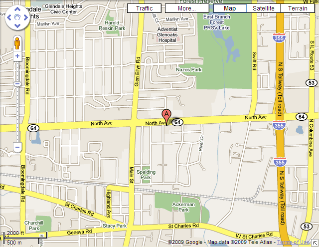 Map to Ki's Steak & Seafood in Glendale Heights, IL